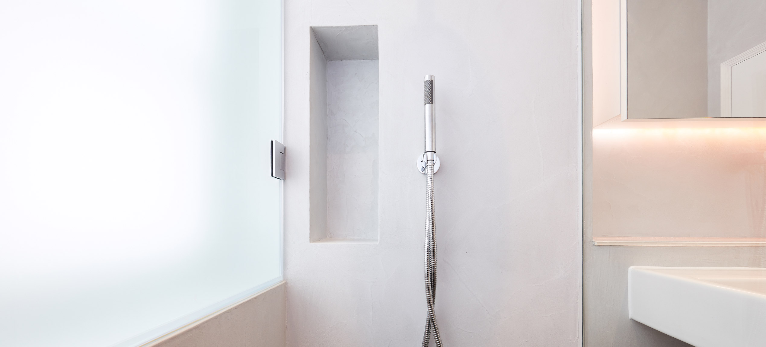 white rock mineral resin wall shower 