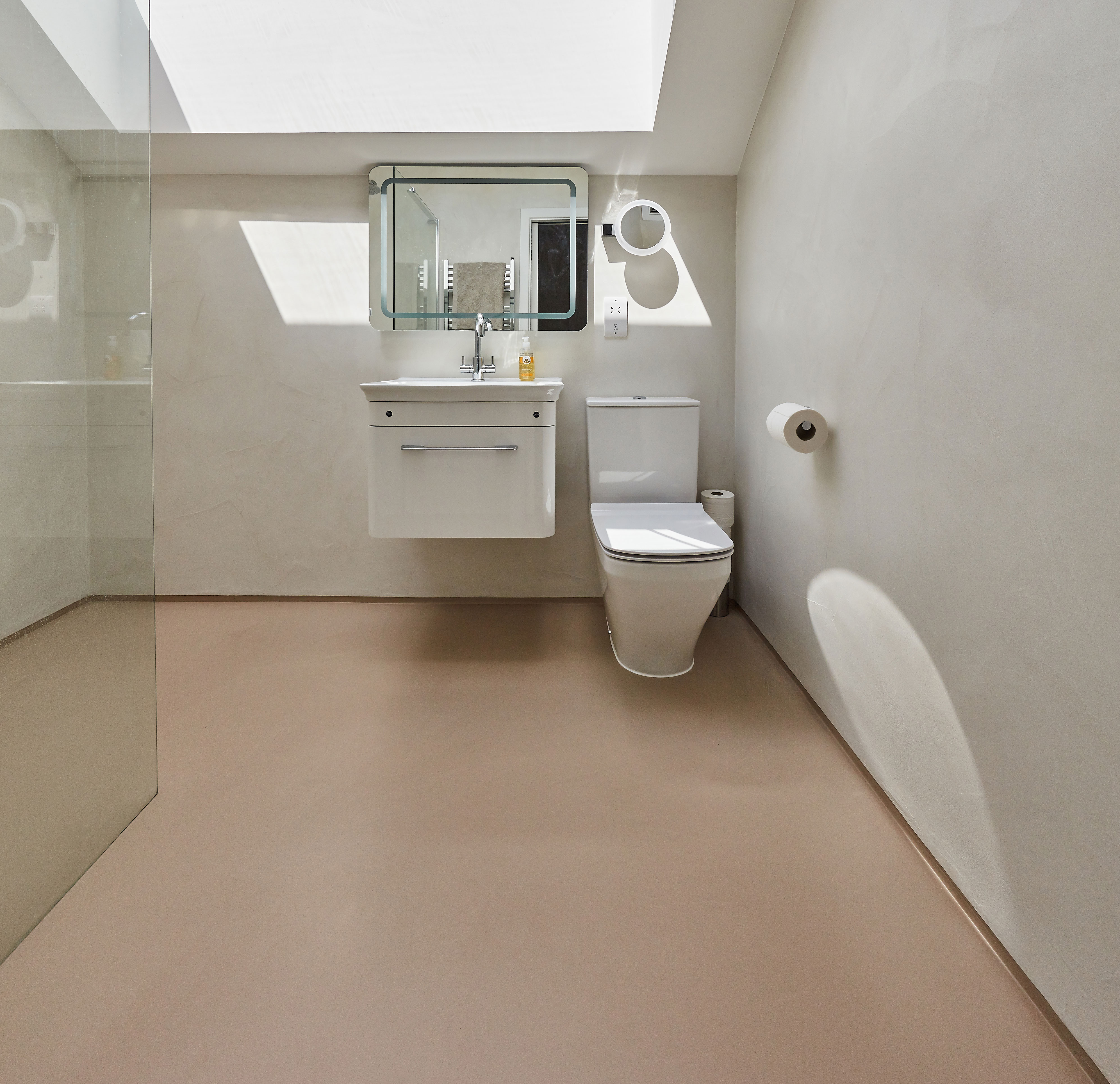 Warm Resin Flooring in a Bathroom