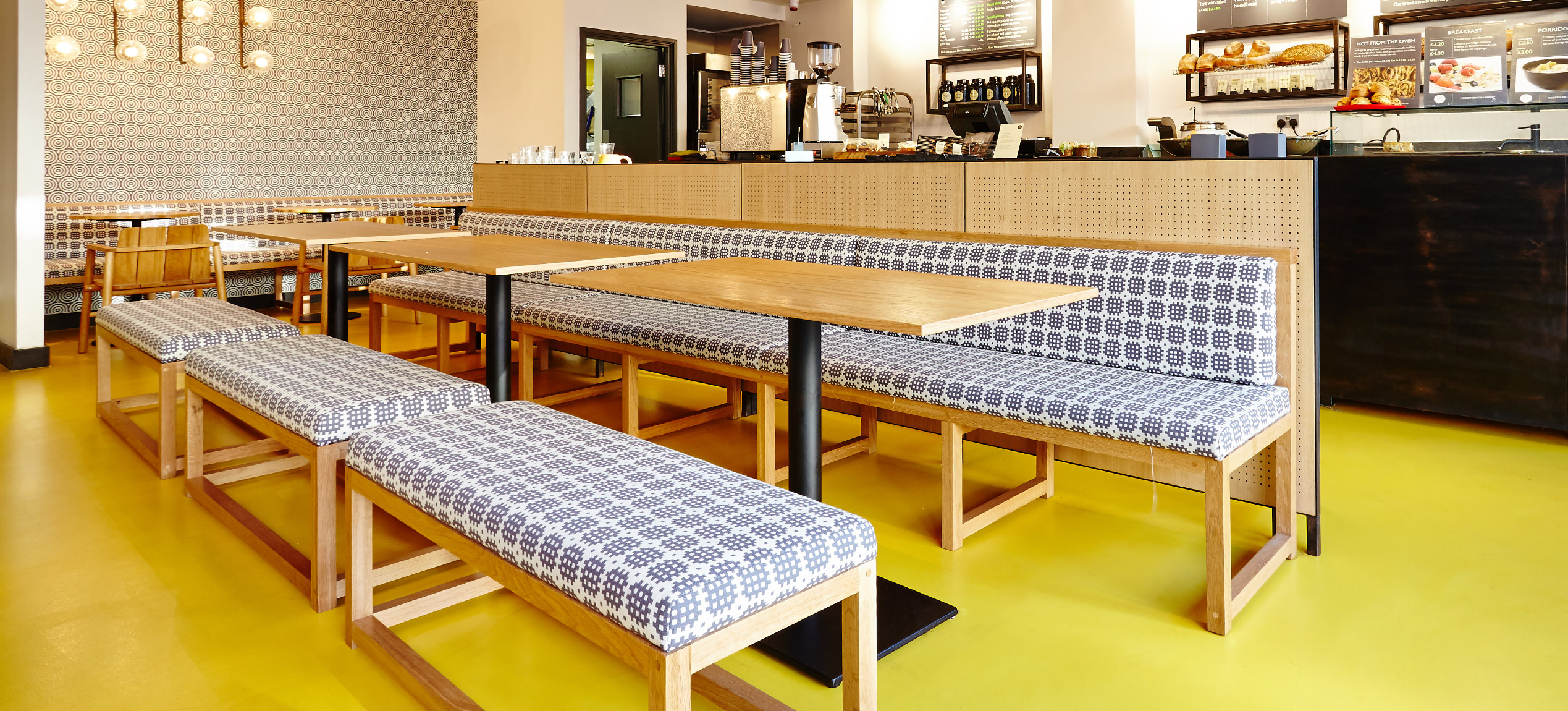 seamless yellow resin floor in cafe 