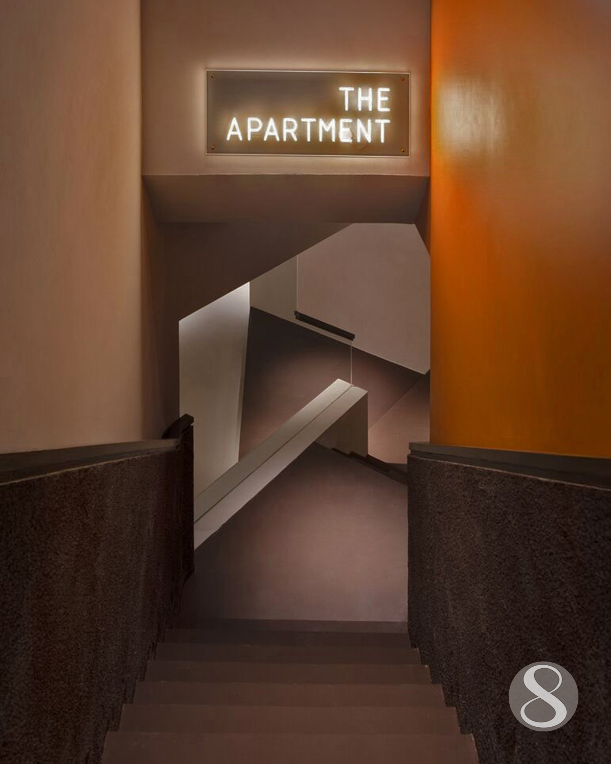 Grey concrete looking resin stairs in a commercial environment