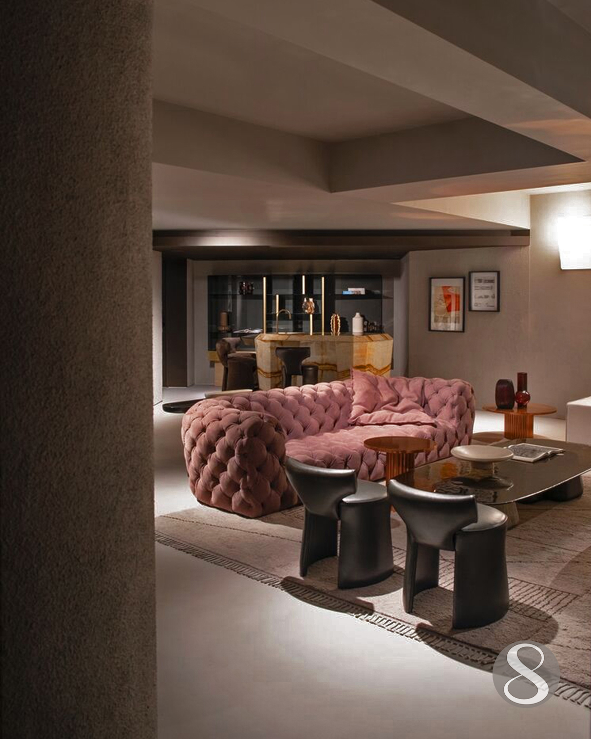 Dark grey sustainable resin flooring in a living room