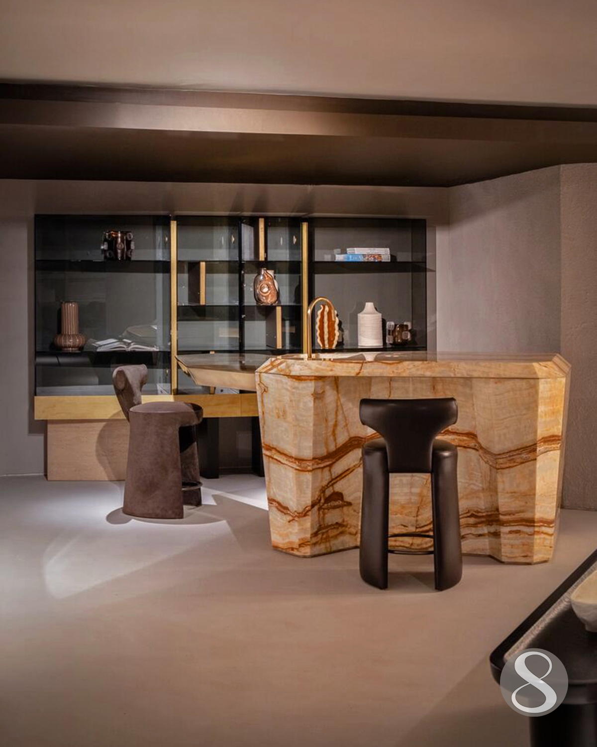 Grey sustainable resin flooring in a dining room