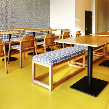 A yellow resin floor in a bakery