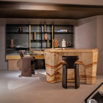 Grey sustainable resin flooring in a dining room