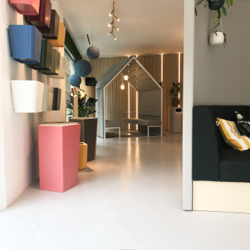 Grey Resin Floor in a Showroom for Clerkenwell Design Week