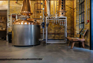 Grey commercial resin flooring in a brewery