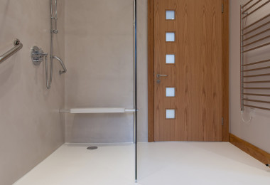 Bathroom with resin flooring