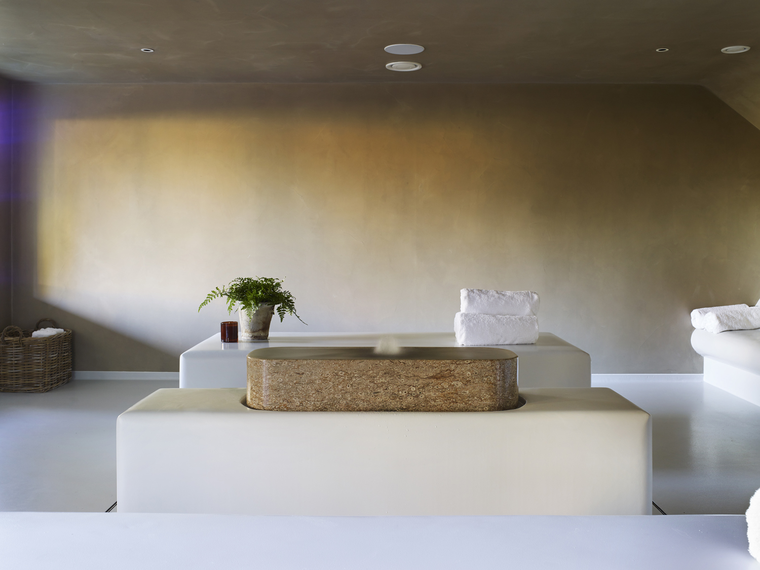 Spa room with seamless resin floors and walls