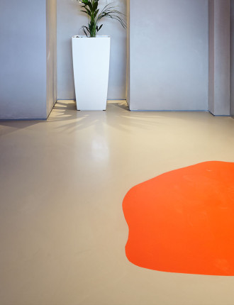 colourful resin floor in office 