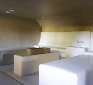 Spa room with seamless resin floors and walls