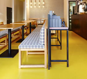 seamless yellow resin floor in cafe