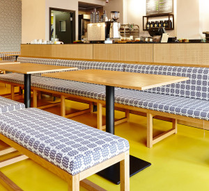 seamless yellow resin floor in cafe 