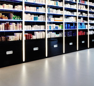 Beauty clinic with light grey resin floors