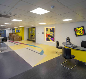 A patterned floor in a reception