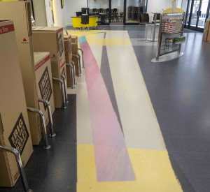 A patterned floor in a reception