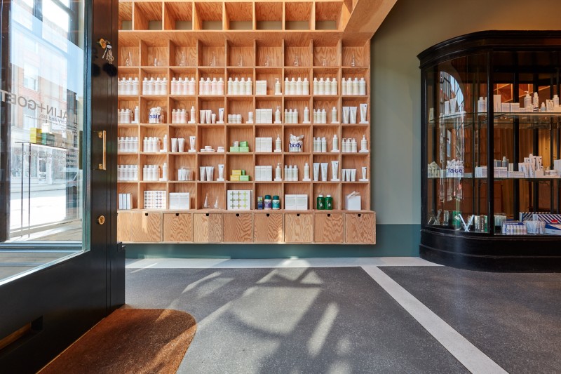 Grey and white terrazzo flooring in a store