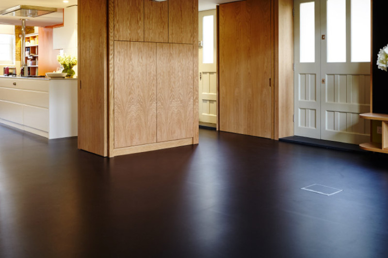 A clean black resin floor