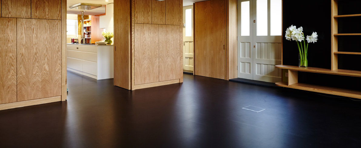 A clean black resin floor