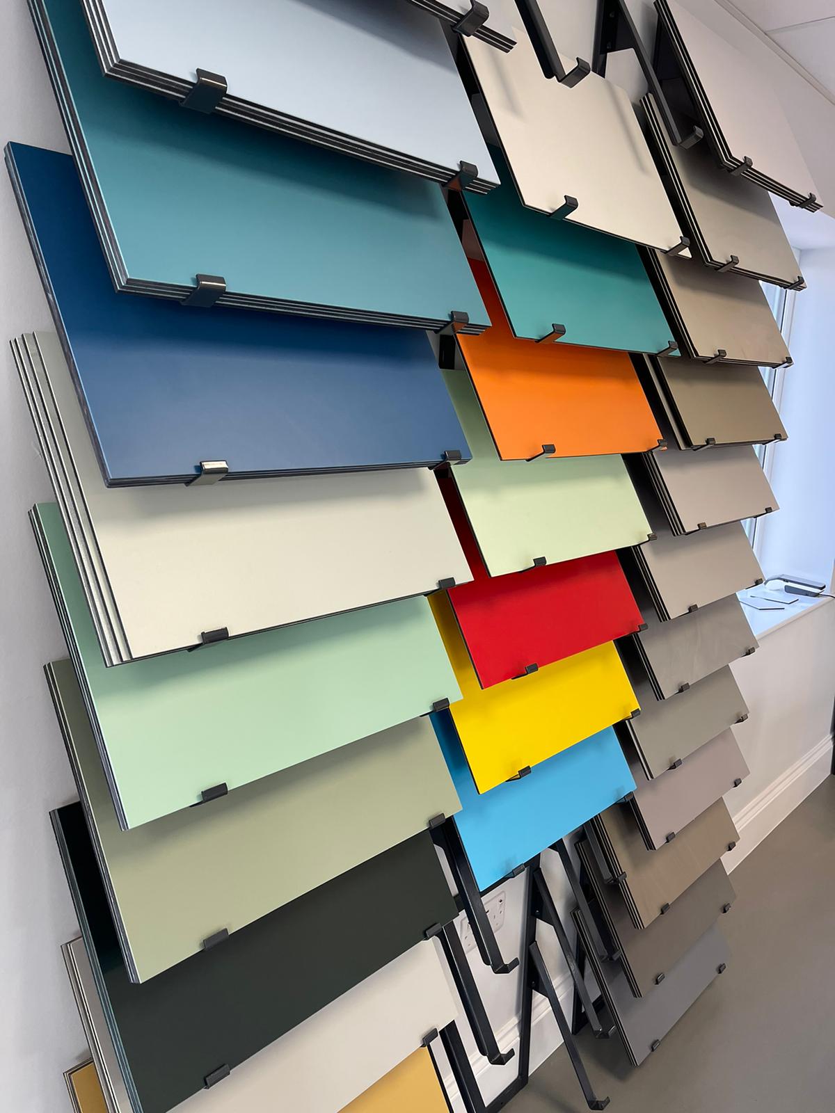 Multi-coloured showroom samples
