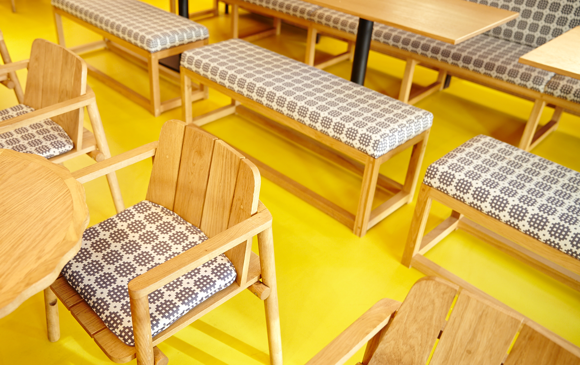 Yellow anti-slip resin flooring in a bakery