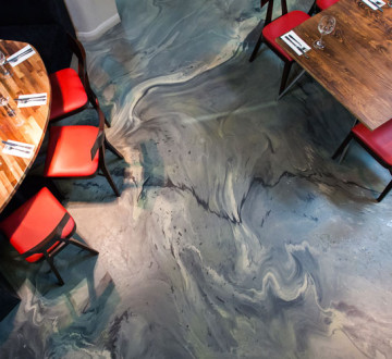 A Blue ArtSphere Floor in a Restaurant