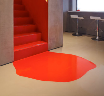 A Grey and Red ArtSphere Floor in an Office