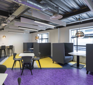 A purple and yellow DesignSphere Floor