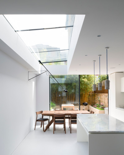 Pebble terrazzo resin floor in kitchen 