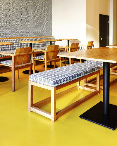 A yellow resin floor in a bakery