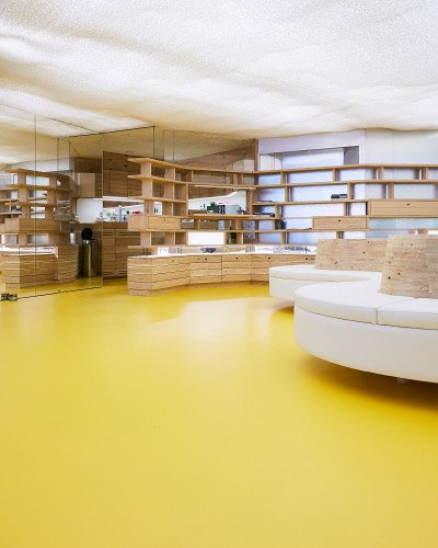 Colourful office and retail resin flooring in bright yellow