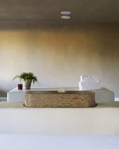 Spa room with seamless resin floors and walls